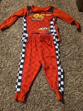 Kids Red Lightning Race-Print Pajama Set